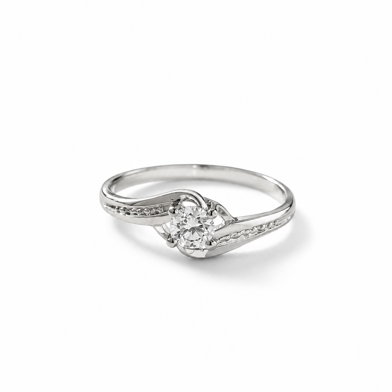 Twisted Heart Solitaire Ring