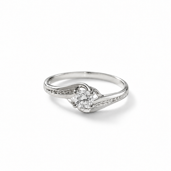 Twisted Heart Solitaire Ring