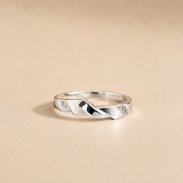 Twisted CZ Accent Band Ring