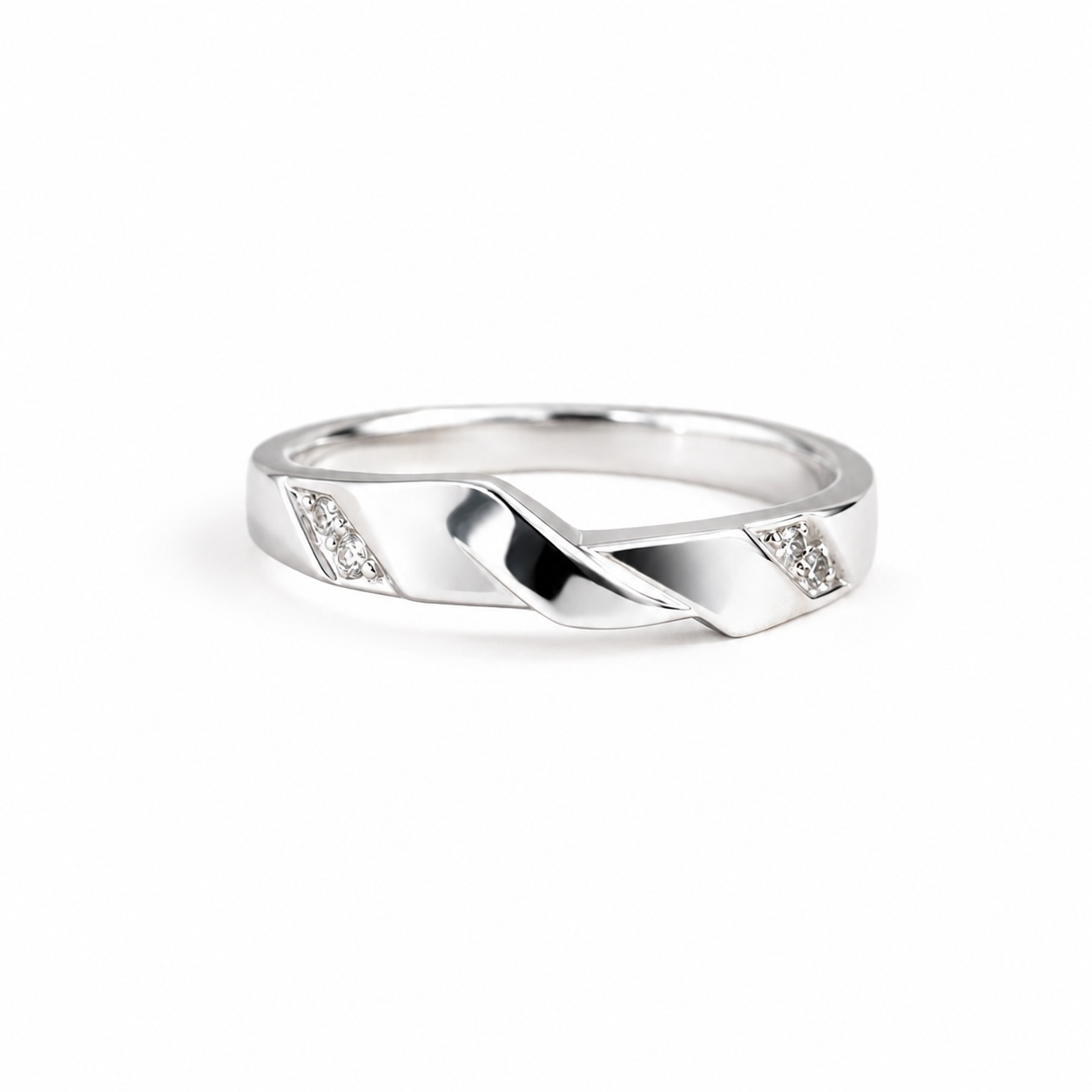 Twisted CZ Accent Band Ring