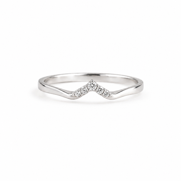 Chevron CZ Wishbone Ring