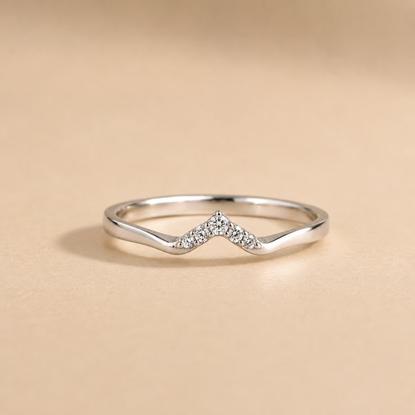 Chevron CZ Wishbone Ring