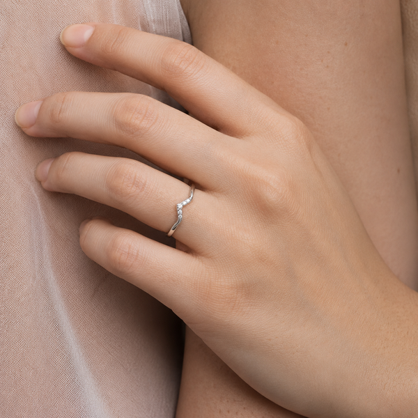 Chevron CZ Wishbone Ring