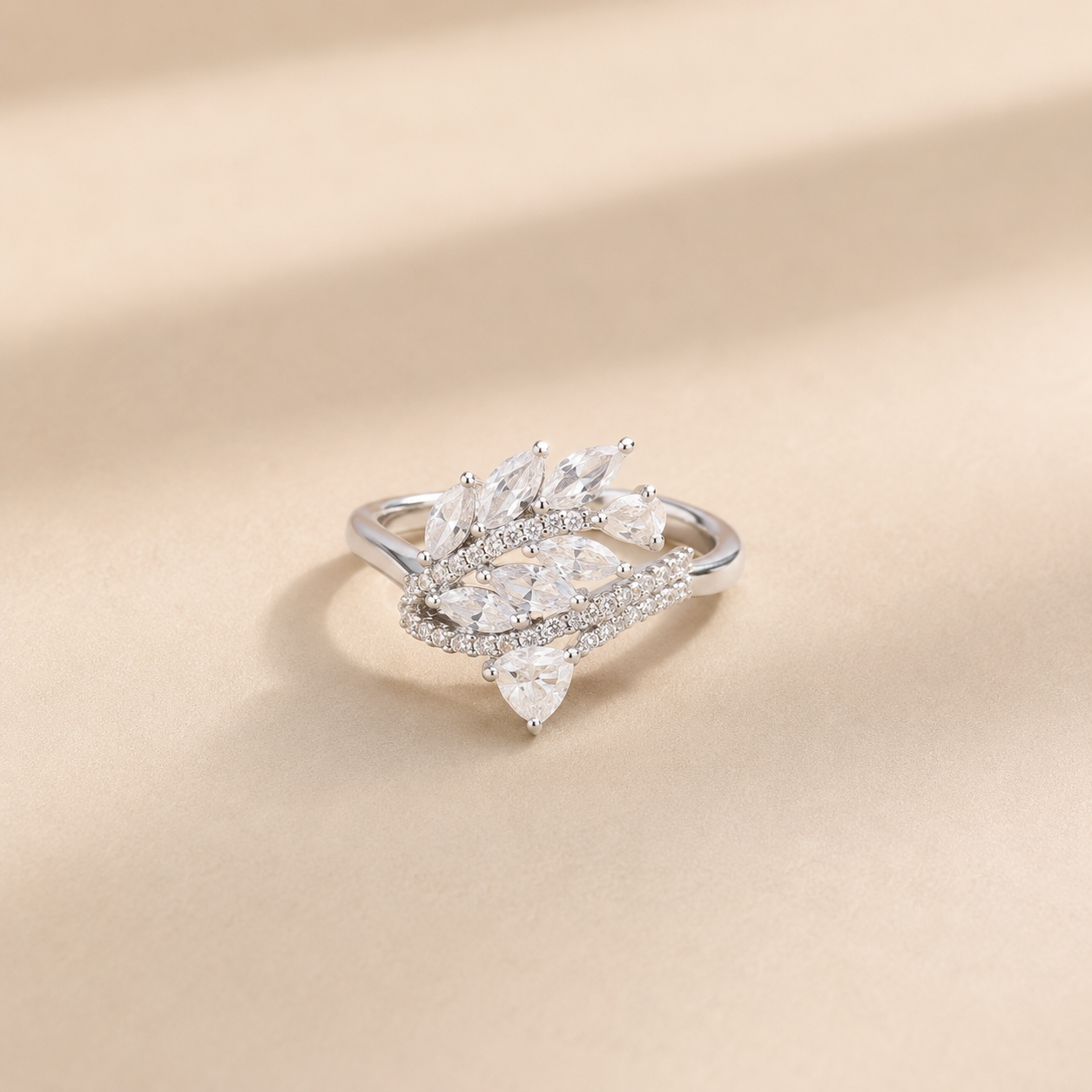 Aurora Leaf Cascade Ring