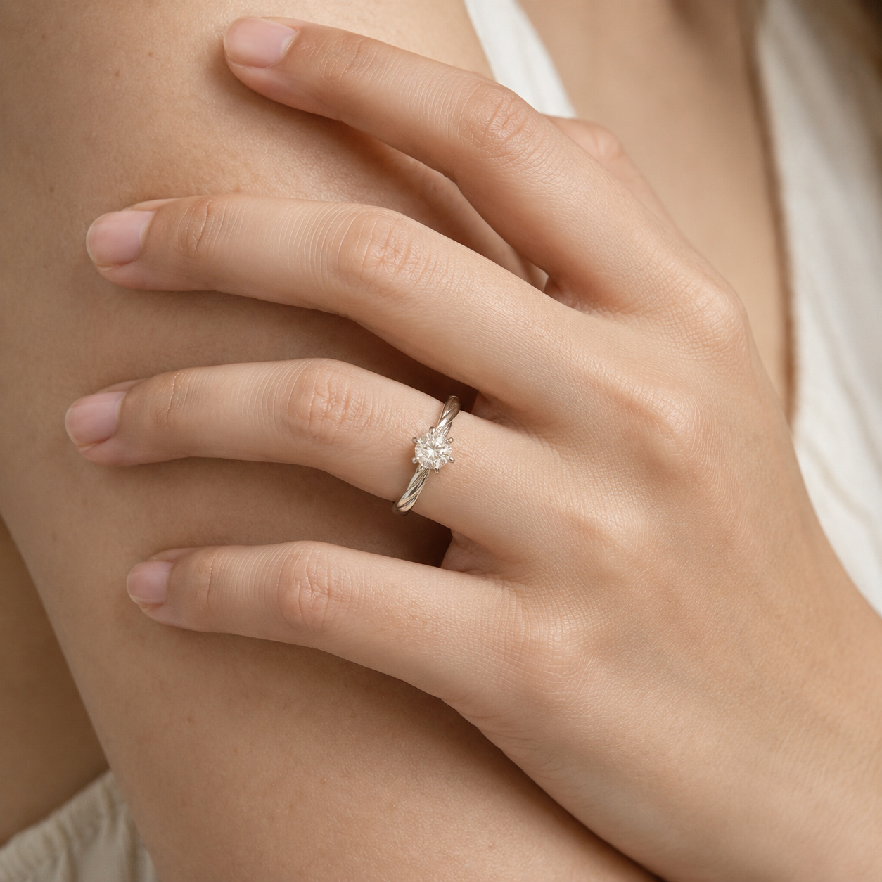 Twisted Promise Solitaire Ring