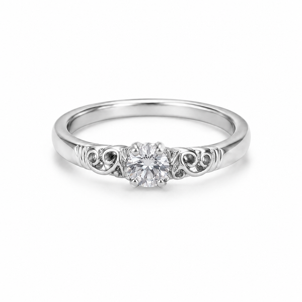 Vintage Scroll Solitaire Ring