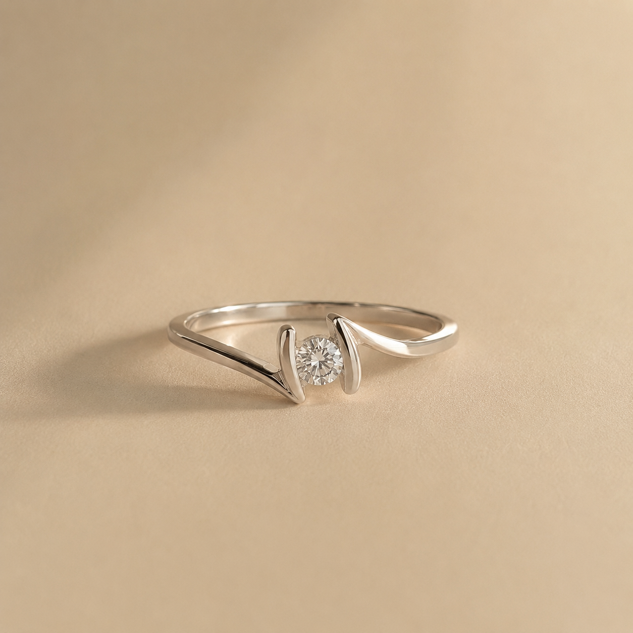 Modern Twist Solitaire Ring