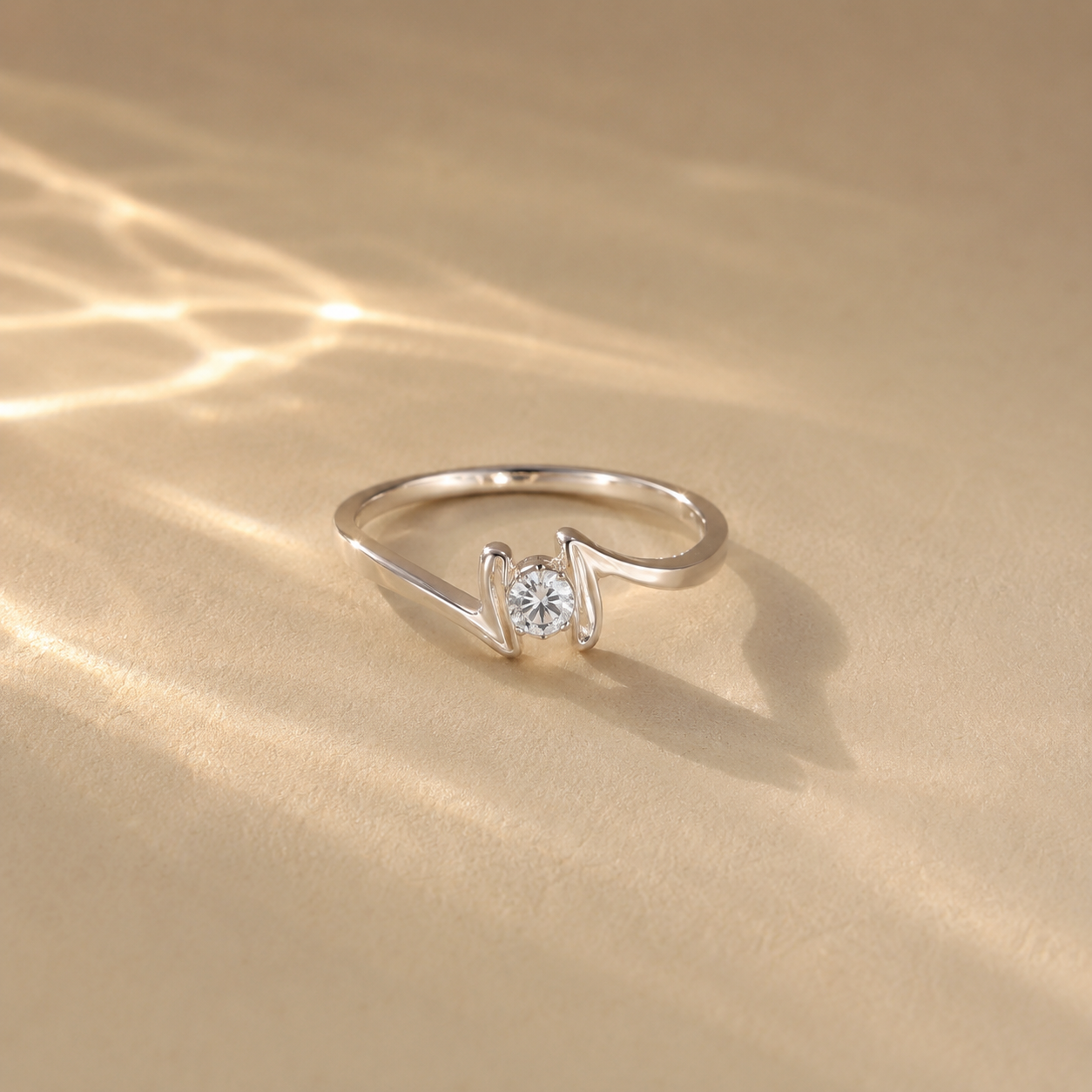 Modern Twist Solitaire Ring
