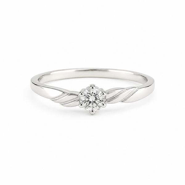 Leaf Twist Solitaire Ring