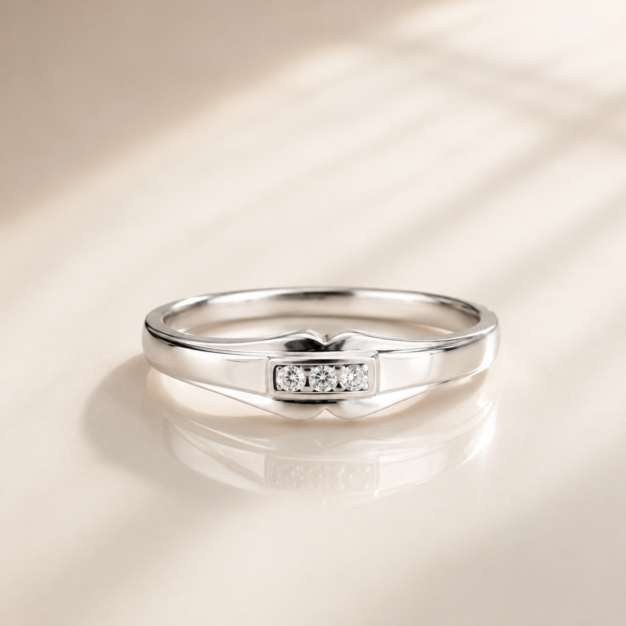 Three Stone Chevron Promise Ring