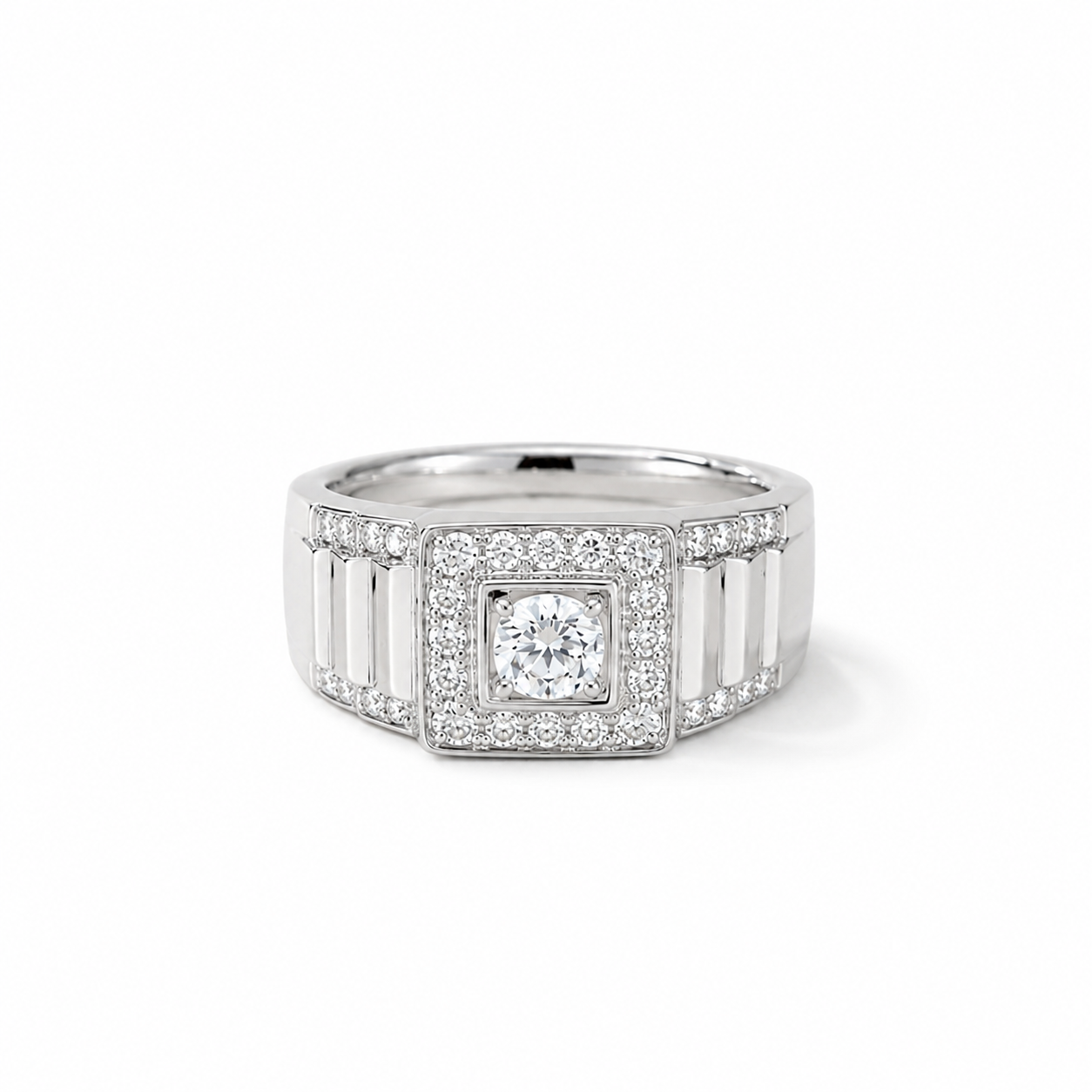 Royal Square Halo CZ Ring