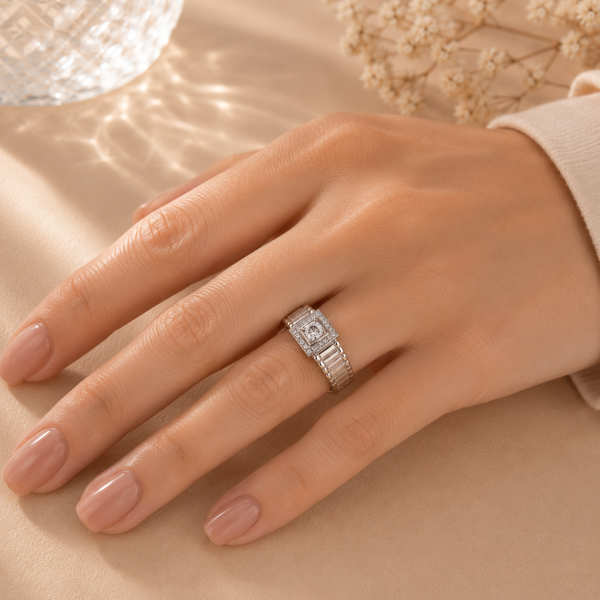 Royal Square Halo CZ Ring