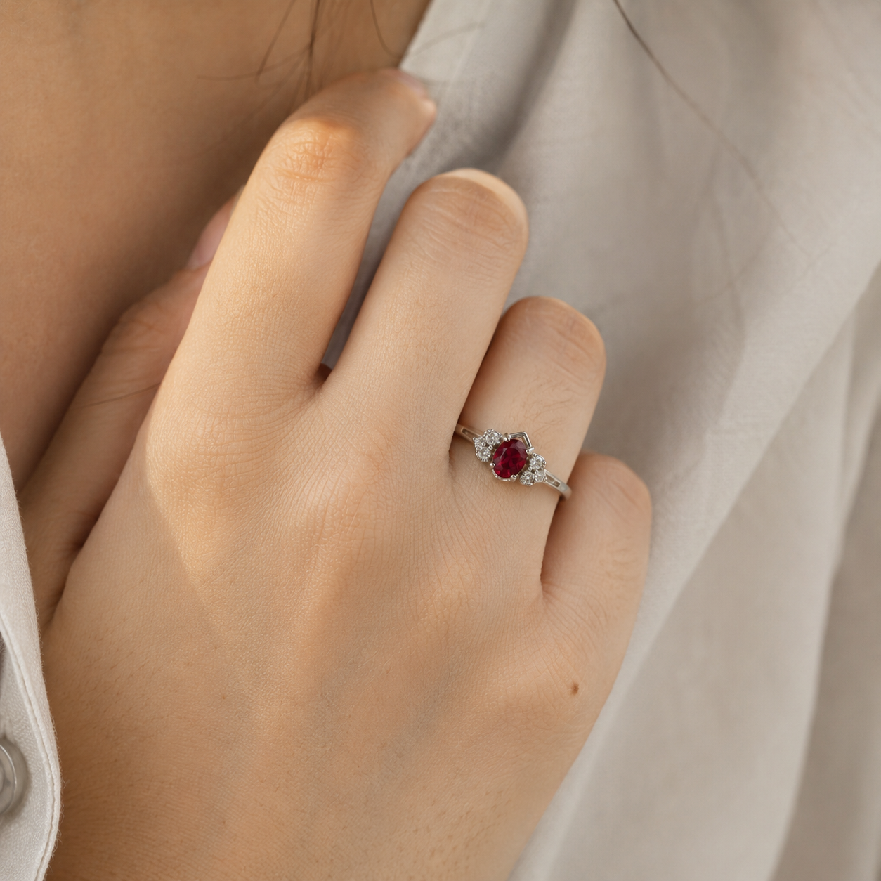 Celestia Pink CZ Floral Ring