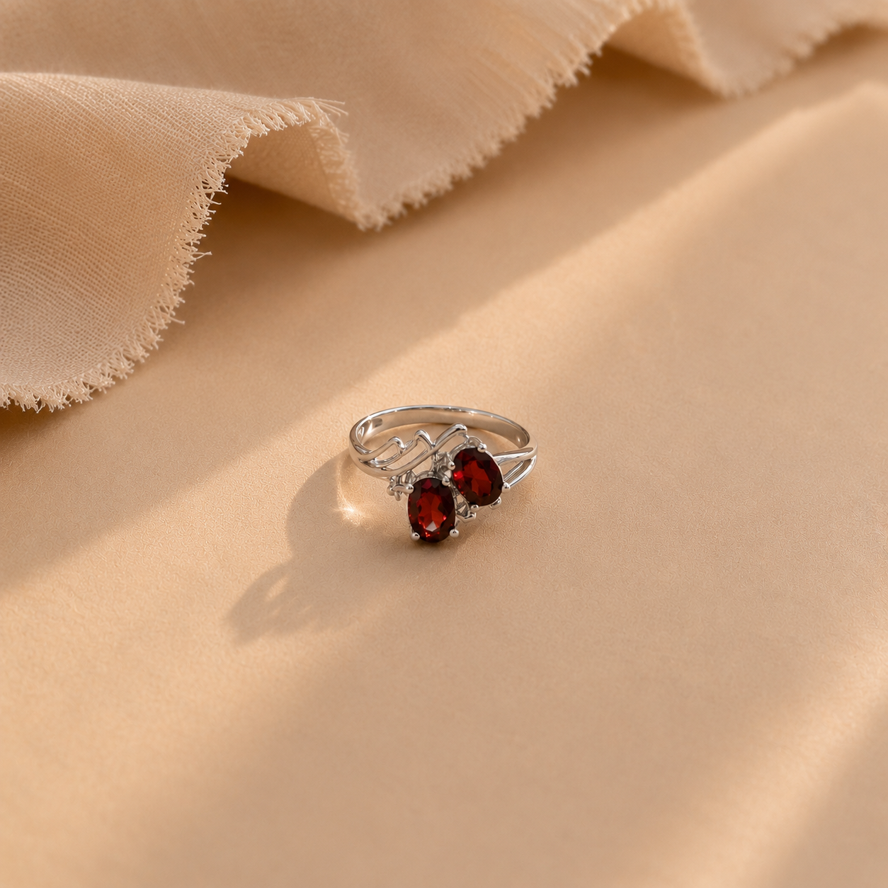 Twin Flame Garnet Ring