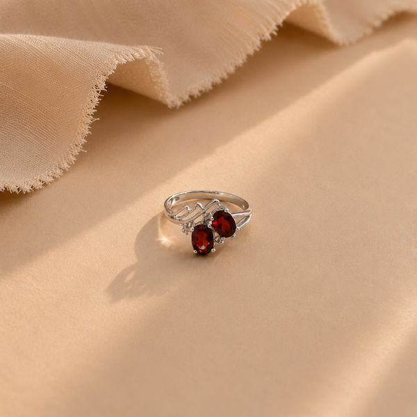 Twin Flame Garnet Ring