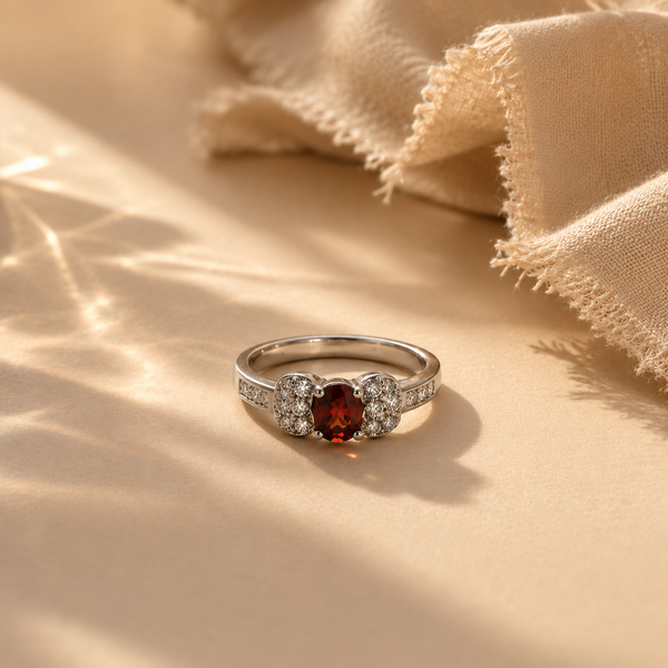 Royal Garnet Halo Ring