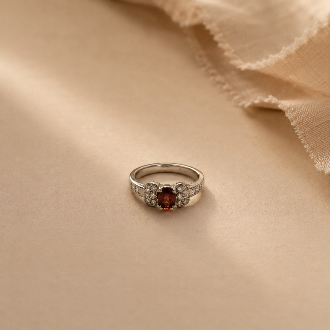 Royal Garnet Halo Ring