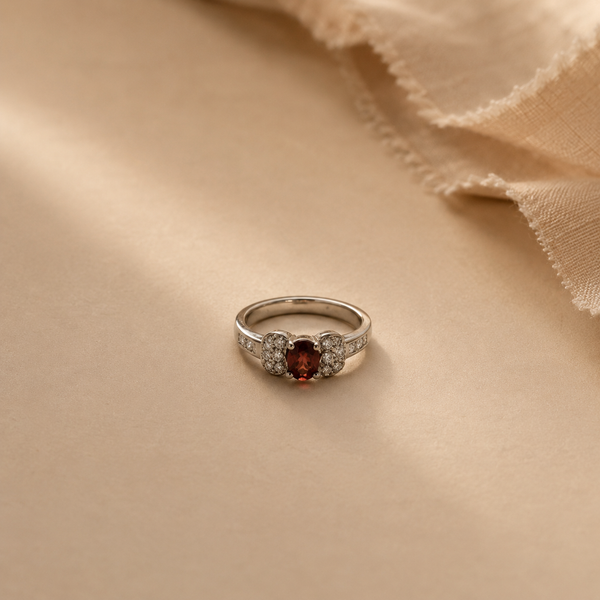 Royal Garnet Halo Ring