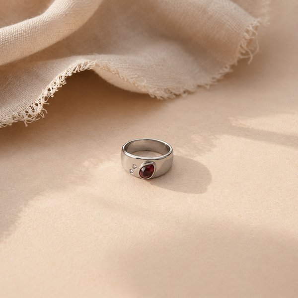 Pear Garnet Signet Ring