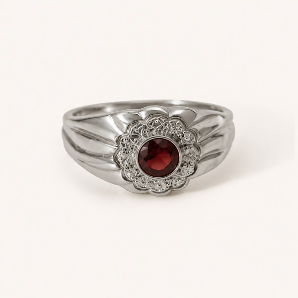 Vintage Garnet Floral Ring