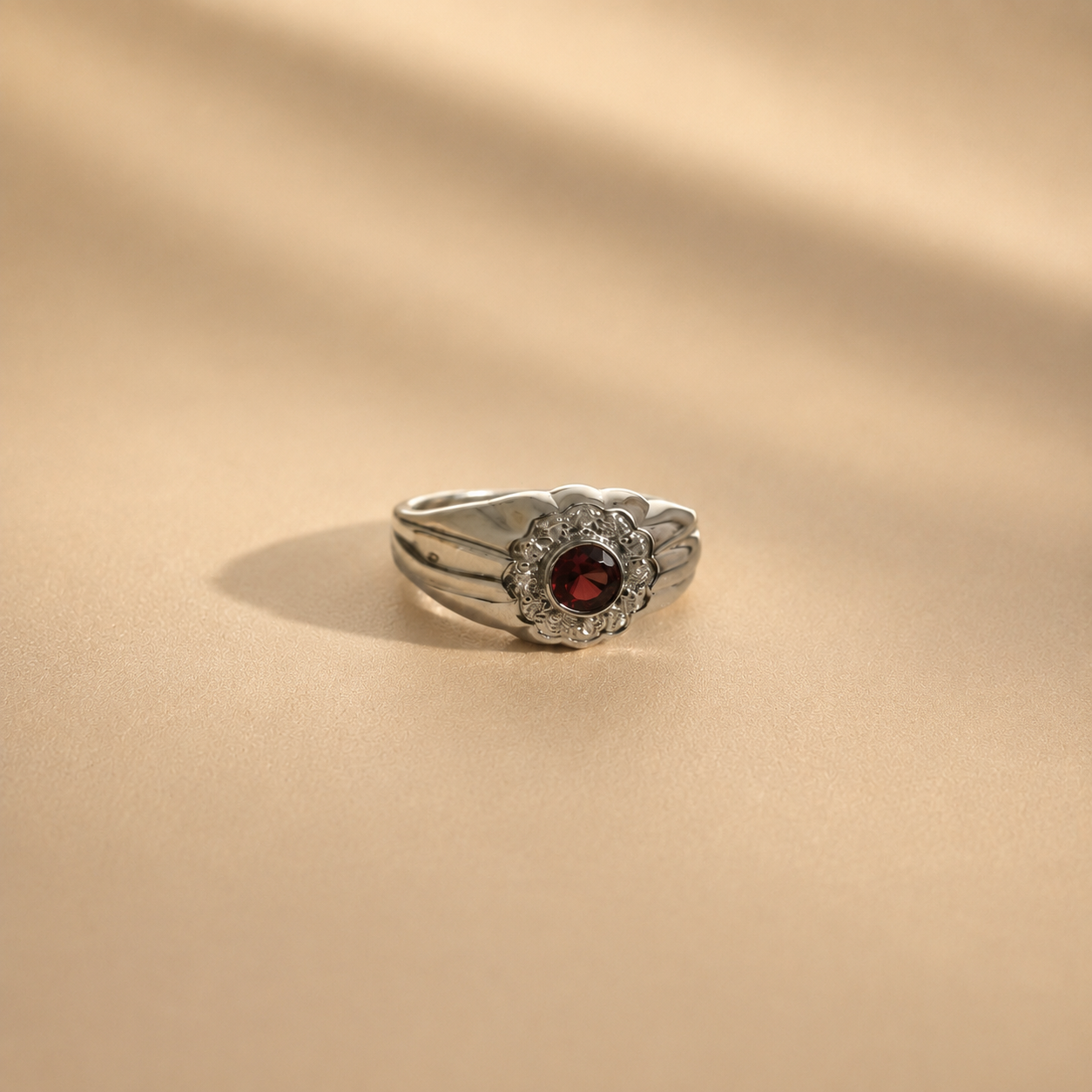 Vintage Garnet Floral Ring