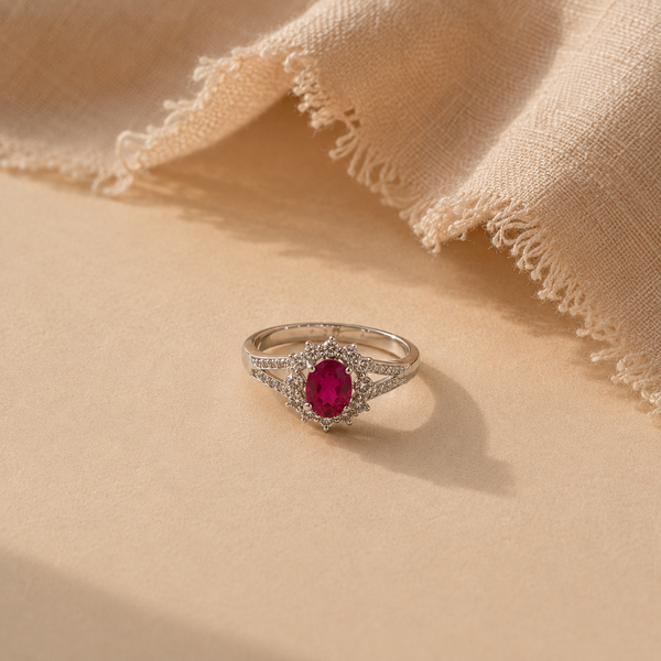 Pink CZ Halo Ring