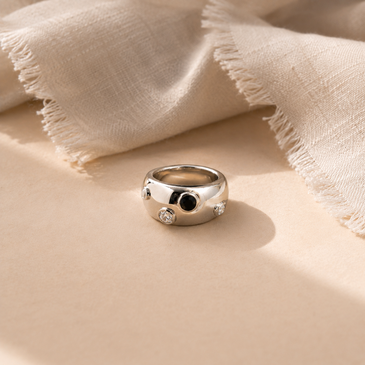 Black Spinel Statement Ring