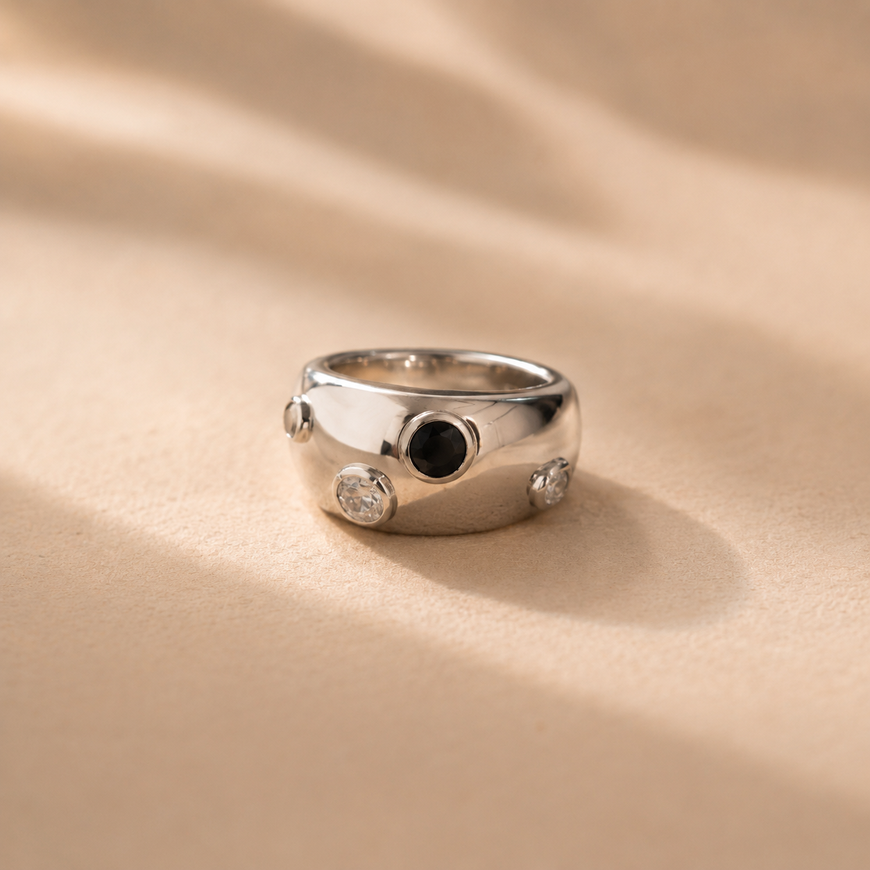 Black Spinel Statement Ring