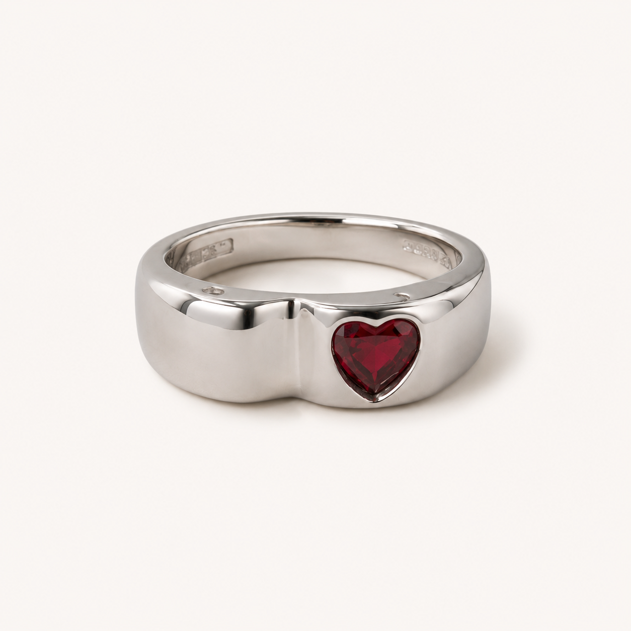Heart Garnet Signet Ring