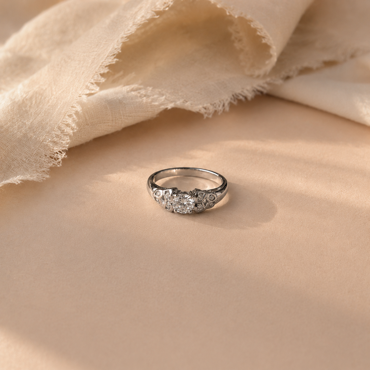 Vintage White CZ Engagement Ring