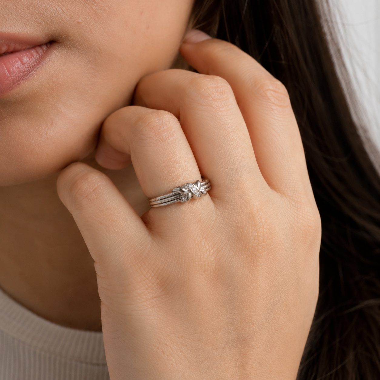 White CZ Infinity Knot Ring