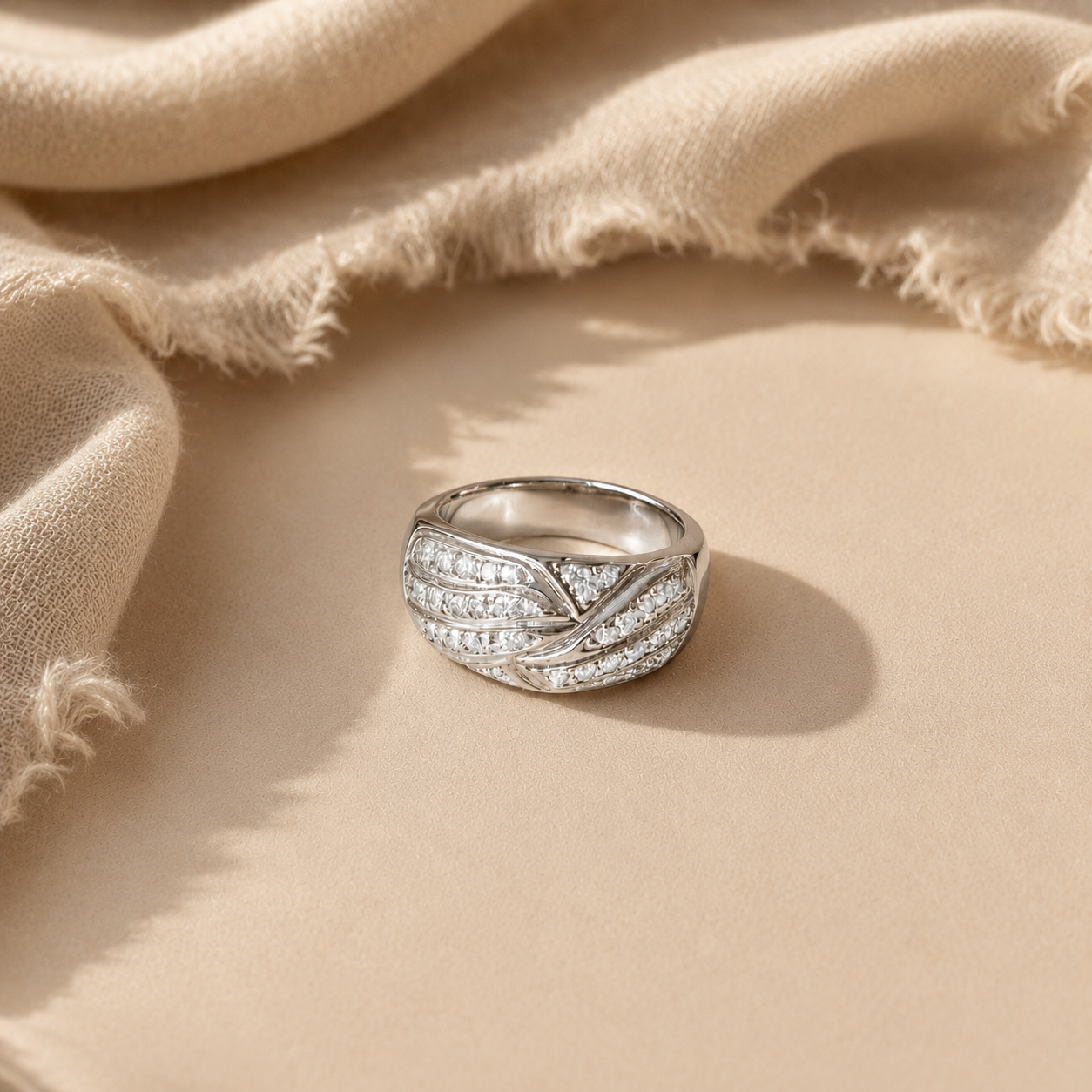 White CZ Statement Band Ring