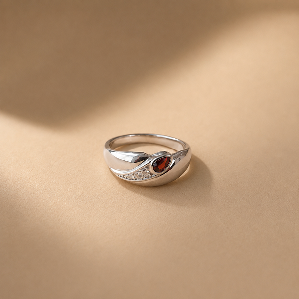 Garnet Wave Band Ring