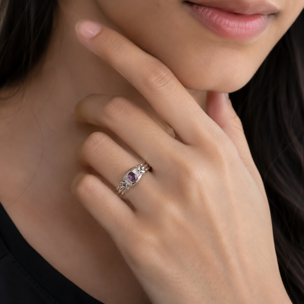 Amethyst Trinity Band Ring
