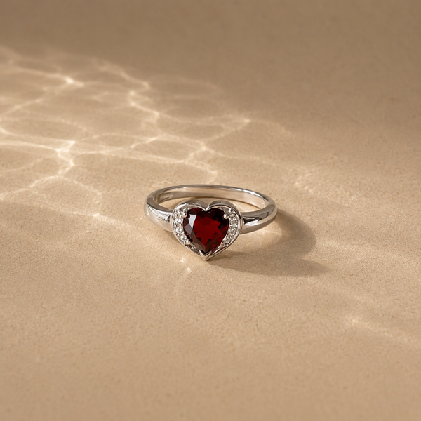 Garnet Heart Ring