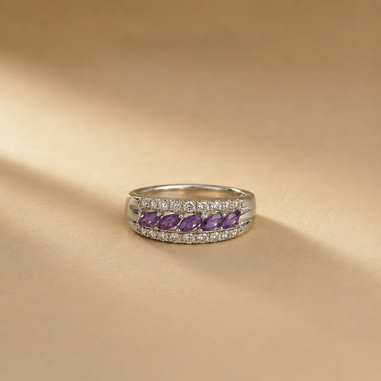 Amethyst Marquise Eternity Band Ring