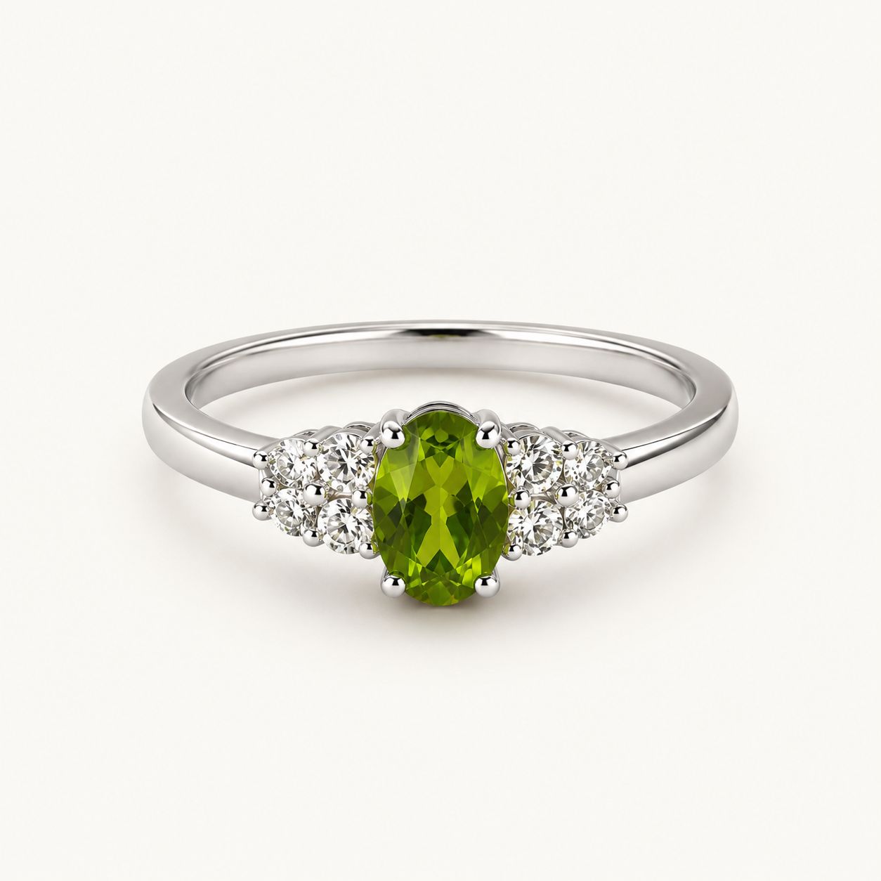 Peridot & White CZ Cluster Ring
