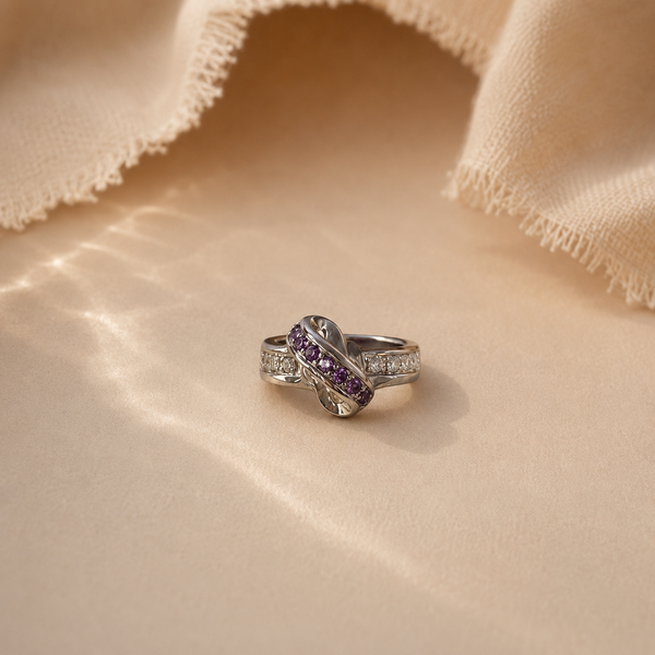 Amethyst Infinity Twist Ring