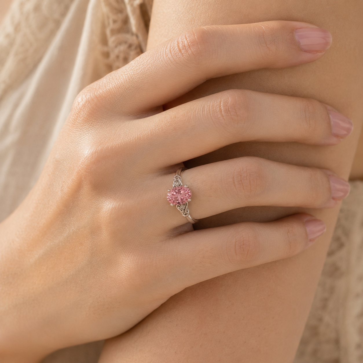 Aurielle Pink CZ Statement Ring