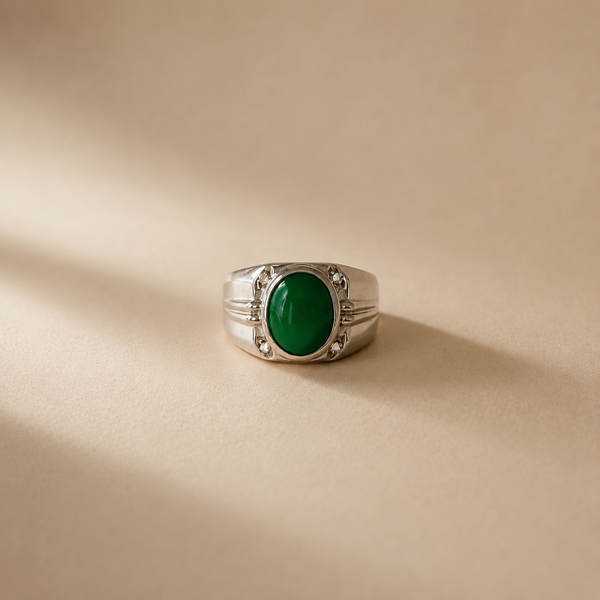 Regal Green Onyx Signet Ring