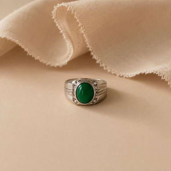 Regal Green Onyx Signet Ring