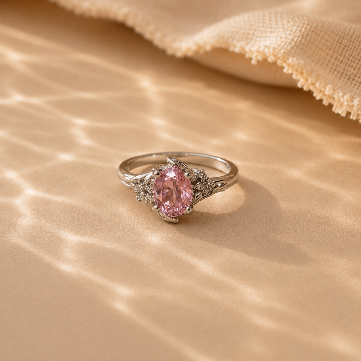 Rosabelle Pink CZ Floral Ring