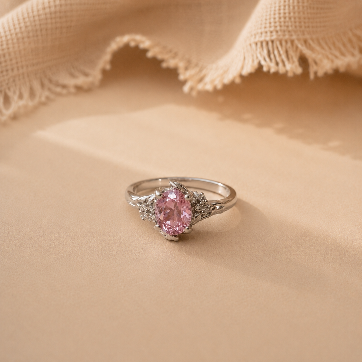 Rosabelle Pink CZ Floral Ring