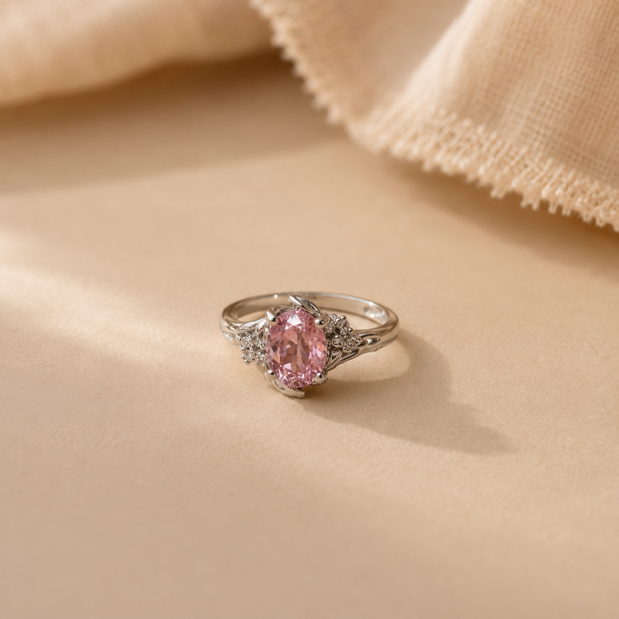Rosabelle Pink CZ Floral Ring