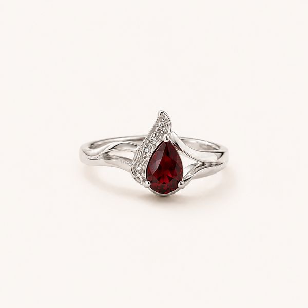 Scarlet Flame Garnet Ring