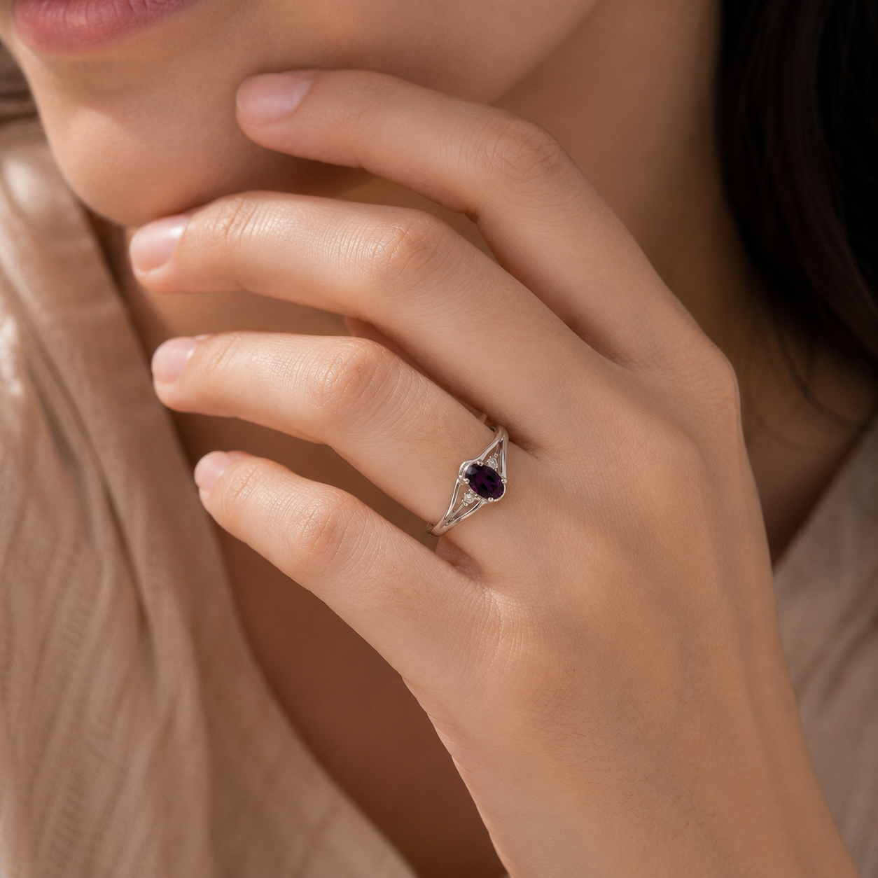 Elegant Amethyst Twist Ring