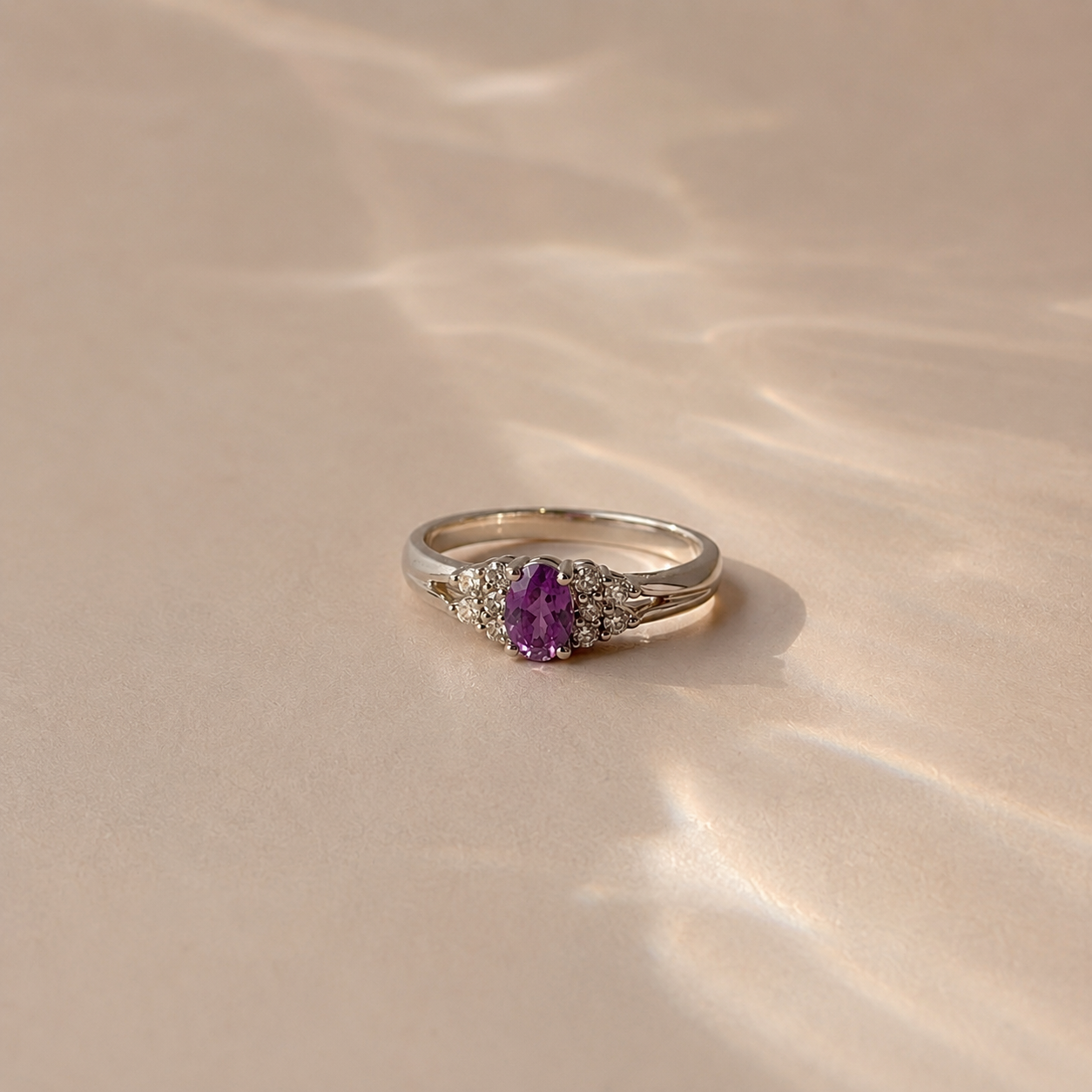 Amethyst Halo Accent Ring