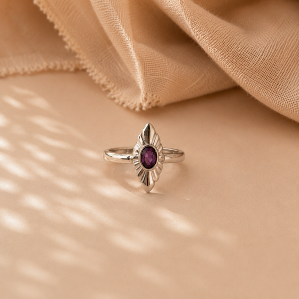 Vintage Sunburst Amethyst Ring
