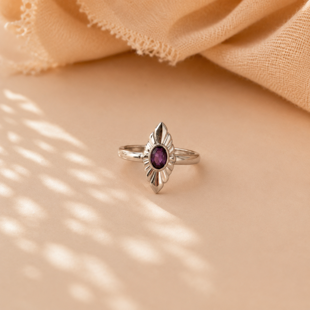 Vintage Sunburst Amethyst Ring