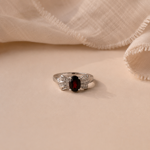 Garnet Ribbon Accent Ring